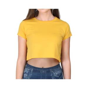 Camiseta Corta de Moda para Mujer, 100% Algodón, Corte Ajustado, Casual, Manga Corta, Transpirable, Teñida, Ideal para Verano - Product Image 1