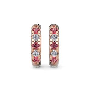 Pendientes de aro pequeños de oro rosa de 14 quilates de calidad superior Accesorio de joyería de diamantes cultivados en laboratorio de diseño simple El mejor precio - Product Image 1