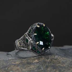 Anillo de Hombre de Plata de Ley 925 de Alta Calidad, Estilo Otomano, con Piedra Natural Turca, Joyería Fina Azuris VALKH1856 - Product Image 3