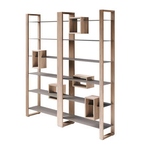 Modern Solid Mango Wood & Iron Portable Living Room <b>Bookshelf</b> Customizable Size Durable Eco-Friendly Design for Warehouse Use - Product Image 1