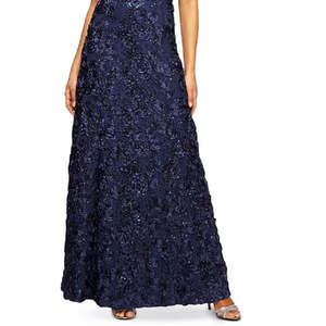 Abito da Sera Alex Evenings per Donna, Blu con Pizzo Decorato, Linea A, Stampa Floreale, Abito da Sposa, Taglia 12 - Materiali Personalizzabili - Product Image 3