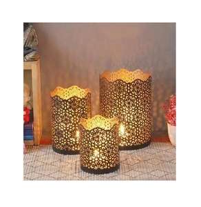 Bougeoir votif en métal doré avec chaîne adapté aux idées de décoration de jardin et de balcon de patio extérieur - Product Image 5