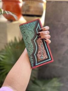 Cartera larga de diseño único para hombre, tallado a mano, estilo occidental, gran oferta, soporte para efectivo de Color turquesa a la moda, regalo para él - Product Image 2