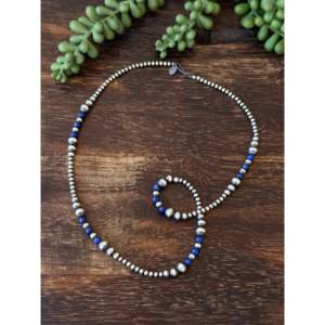 Collar de Perlas de Agua Dulce con Diseño Navajo, Lapislázuli y Plata de Ley, con Colgante en Forma de Número, Cadena de Perlas, Collar Moderno para Regalo - Product Image 2