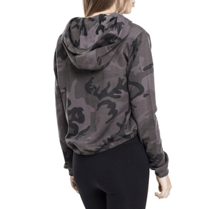 OEM Manufacturer Gray Camouflage Crop Hoodies Solid Breathable Autumn Printed Casual Women's Crop <b>Top</b> Hoodie - Product Image 2