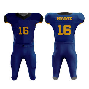 En couleur bleue Dernier design Ensemble d'uniformes 100% Polyester Tops de football américain Maillot de football américain pour hommes - Product Image 1