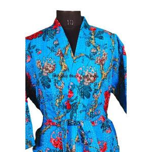 Robe kimono d'hiver confortable, réversible, faite à la main, en coton biologique 100% pur, tricotée et matelassée, écologique - Product Image 4