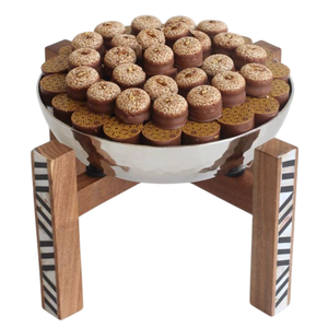 Plateau de service à chocolat en acier inoxydable de haute qualité Support en bois Technique personnalisable pour les fêtes Support à dessert à bas prix - Product Image 1