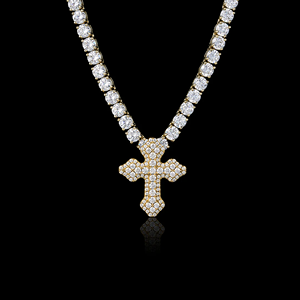 Pendentif personnalisé en alliage plaqué or avec nom, style hip-hop, serti de diamants CZ - Product Image 1