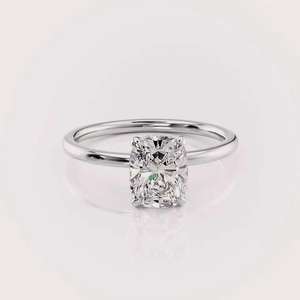 IGI Certified Radiant Shape Lab Created Diamond Engagement <b>Ring</b> Solid 925 Sterling Silver Hidden Halo Bridal <b>Ring</b> - Product Image 1