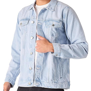High Quality Men's Casual Denim Jackets Iconic Stylish Oversize Winter Jackers in Wash <b>Blue</b> Color with Stand Collar Made <b>Canvas</b> - Product Image 1