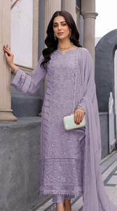 Nouvelle collection de costumes cousus en georgette lourde de style pakistanais avec broderie - Product Image 4
