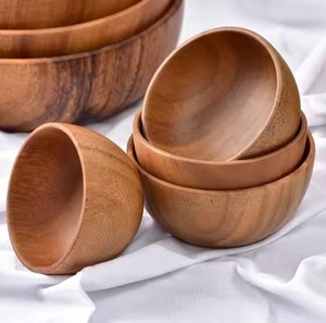 Bol de service en bois naturel poli, ensemble de vaisselle écologique, essentiels de la salle à manger rustique, vie durable, occasions de fête - Product Image 3