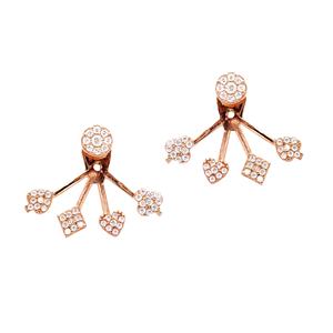 Diseño minimalista, piedra de circón transparente, símbolos, chaquetas para las orejas, pendientes de mujer, joyería de plata de ley 925 hecha a mano turca - Product Image 1