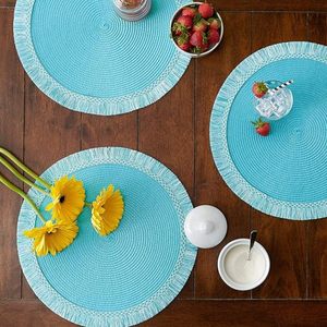 La mejor vajilla tejida ecológica decorativa, mantel de mesa redonda para fiestas, decoración del hogar y otras funciones, mantel individual - Product Image 1