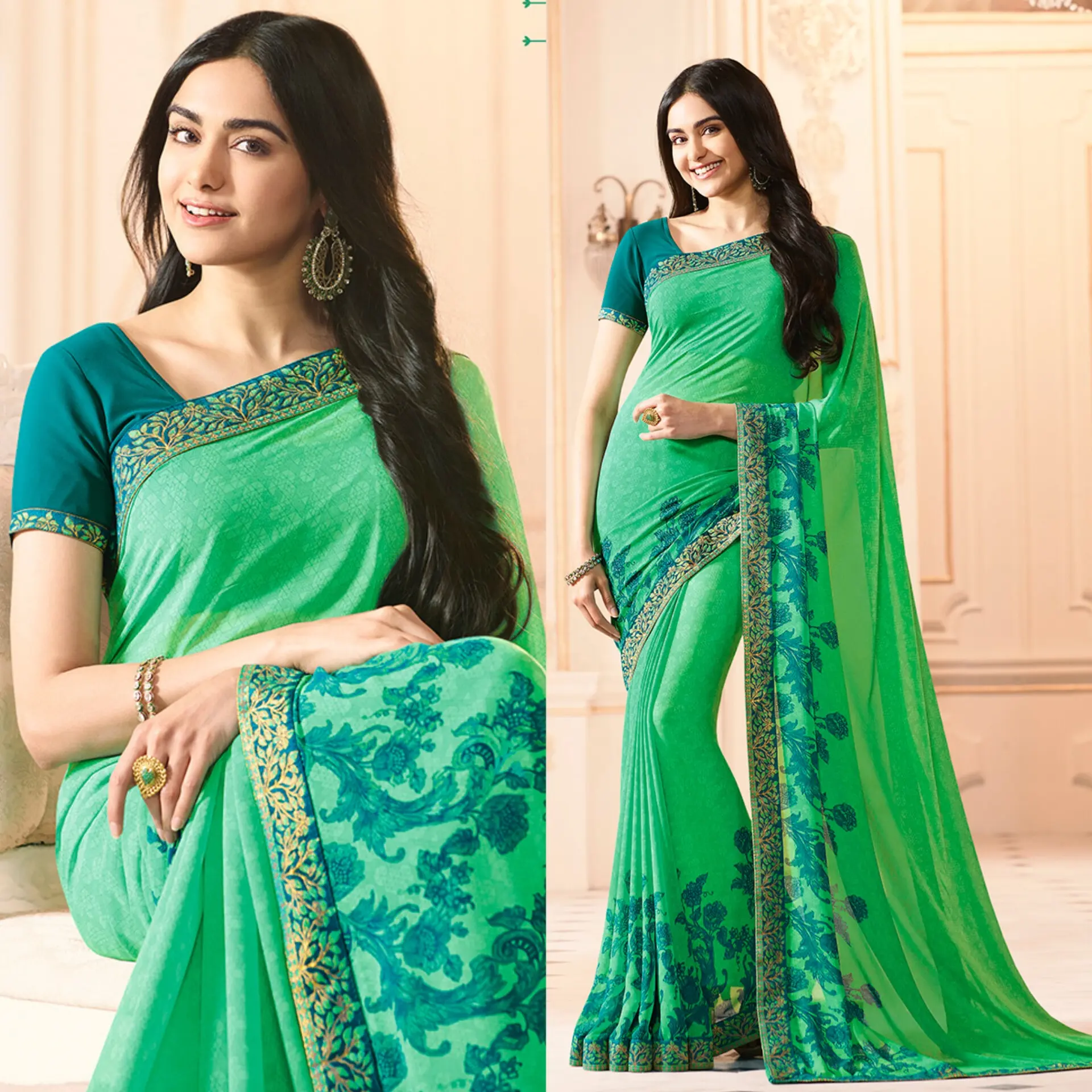 Daily Party Wear Designer Women Saree Bollywood Georgette Designer Wedding Fancy Women Sari Blouse
