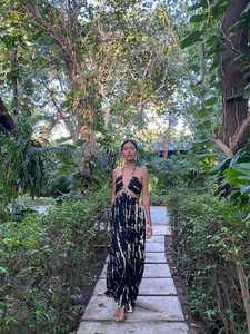 Tie Dye Rayon Dos Nu Longue Maxi Robe pour Femmes Boho Beach Resort Wear Tissé avec Taille Naturelle Collection Sexy D'été - Product Image 6