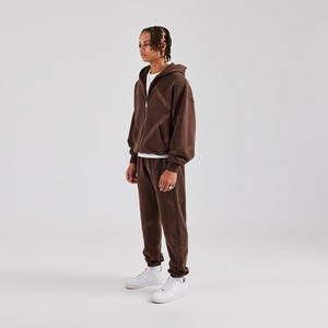 Luxe Bling Street Wear Survêtement Ensemble Assorti Coton Polaire Strass Flare Jogger Surdimensionné Mode OEM ODM Zipper Survêtement - Product Image 3