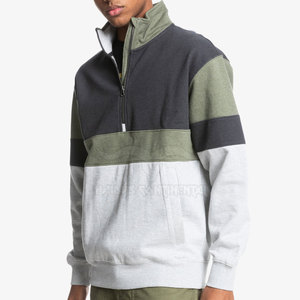 Meilleures ventes de sweats à demi-fermeture éclair pour hommes à la mode à motif solide vêtements de sport pour l'hiver sweats à capuche extensibles teints en couleur unie - Product Image 4