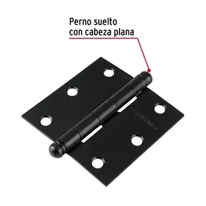 HERMEX nero opaco in acciaio inox cerniere quadrate 3 'scatola di 10 teste rotonde per la casa officina bagno palestra mobili - Product Image 2