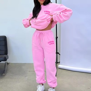 ชุดวอร์มสวมหัวมีฮู้ดโอเวอร์ไซส์และจ็อกเกอร์แบบสวม3D สีชมพูปักโลโก้ได้ตามต้องการ - Product Image 5