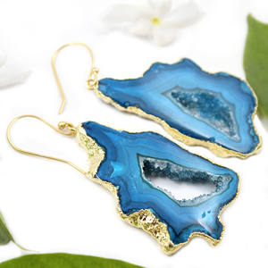 เครื่องประดับโบฮีเมียนธรรมชาติ Agate slcie ชุบทองอินเดีย - Product Image 2