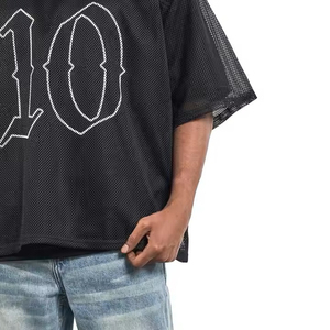 T-shirt Boxy personnalisé pour homme Séchage rapide et respirant 100% coton Style vintage Maillot surdimensionné de football/basket-ball/football en maille - Product Image 4