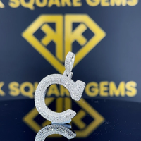Pendentif lettre initiale en argent sterling et moissanite VVS, pendentif prénom enfant, pendentif lettre C, cadeau