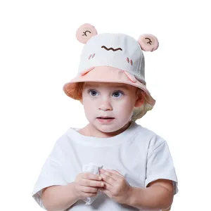 Baby Sun Hat Caps Toddler Kids Bucket Hat UV Protection Cotton Cute Baby Bucket Hat For Baby Girl Happy Everyday Wavy Mouth