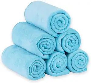 Blue Microfiber Towel 30" x 60" Light Weight Extra Absorbent Quick Drying Multipurpose Use as Bath Fitness, Sports, Yoga Towel