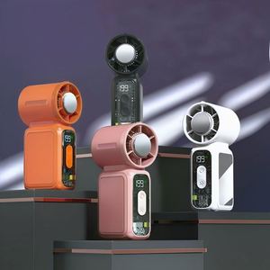 Petit ventilateur portatif multifonctionnel avec affichage numérique, vitesse du vent réglable par boutons, avec poche à glace intégrée - Product Image 1