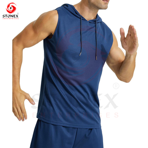 Entraînement de haute qualité pour hommes à capuche sans manches 100% coton Gym Bodybuilding Muscle Cut Off Hoodies - Product Image 4