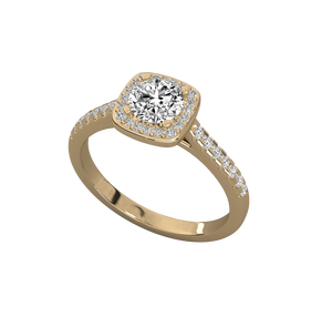 แหวนหมั้นคลาสสิกสำหรับผู้หญิง ประดับเพชรทรงเรเดียนท์คัต ผลิตในห้องปฏิบัติการ ชุบทอง 14K สี E ได้รับการรับรองจาก IGI ผลิตในอินเดีย - Product Image 1