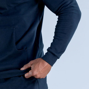 Wholesale OEM Custom Logo Onyx Black Slim Fit Men's Hoodies Cotton Blended Gym Workout & Streetwear Pullover Hoodie For Men - Product Image 6