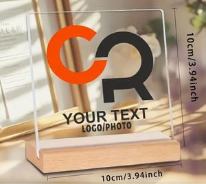 Exhibidor de Acrílico Moderno Personalizable 2025 con Base de Madera Elegante para Publicidad y Entornos Profesionales - Product Image 1