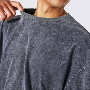 T-shirt épais en éponge française de haute qualité pour hommes 300gsm Sun Faded Acid Washed Boxy Loose Fit 100% Cotton T-Shirt pour hommes - Product Image 5