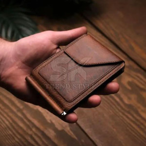 Clip para Billetes de Cuero Genuino de un Solo Color, Cartera Minimalista Delgada para Hombre, Precio al por Mayor, Clip para Billetes de Cuero de un Solo Tono - Product Image 3