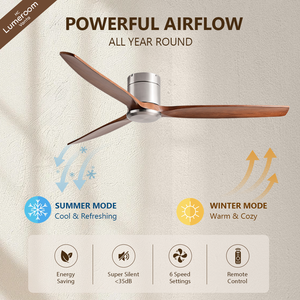 42 Inch Solid Wood Ceiling <b>Fan</b> Without Light <b>with</b> <b>Remote</b> Control 3 Wood Blades Quiet DC Motor for Bedroom - Product Image 2