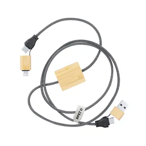 Cavo di Ricarica Ecologico in RPET e Bambù Segers, Gadget USB Promozionale - Product Image 1