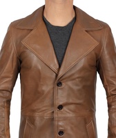 Jaket Kulit Cokelat Pria Model Windbreaker, Dapat Disesuaikan Sepenuhnya, Ritsleting Depan, Kerah Berikat, Tahan Air, Tahan Angin, Bolak-Balik, Musim Dingin