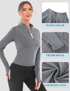 <b>Women</b> Yoga <b>Jacket</b> Athletic <b>Jacket</b> Zip up Stand up Collar for Sports Zip up Sleeve Sports <b>Jacket</b> - Product Image 5