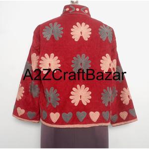Chaqueta Cotrise A2ZCraftBazar, Bordado Vintage, Cuello Mao, Corte Regular, Transpirable, Ecológica, Forro de Algodón para Todas las Temporadas - Product Image 3