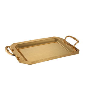 Plateau de service alimentaire en laiton finition dorée, forme rectangulaire, pour la maison et les hôtels, plateaux de service pour aliments et boissons, faits à la main - Product Image 4
