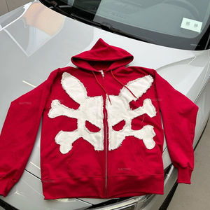 Best Quality 100% Cotton French Terry Zip Oversized Heavyweight Winter <b>Hoodie</b> for <b>Men</b> Custom Distressed Embroidered Patches - Product Image 2