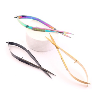 Custom Logo Stainless Steel Extra Sharp Spring Action <b>Scissors</b> for Eyelash Eyebrow Manicure Tweezers - Product Image 2