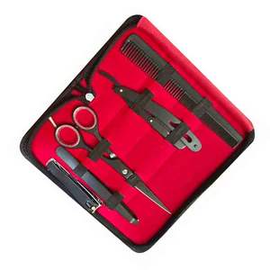 Kit de ciseaux de coiffeur de couleur noire Rasoir de coiffeur personnalisé et cisaillement de coupe amincissant 5.5 "ensembles de ciseaux en acier inoxydable - Product Image 2