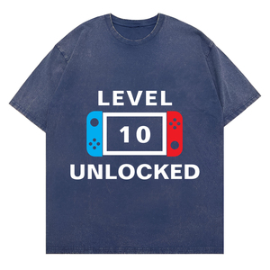 Recién llegado, camiseta personalizada de cumpleaños para jugadores, nivel de <span class=keywords><strong>videojuegos</strong></span> desbloqueado, ajuste holgado, estilo informal, patrón impreso, tela de punto de poliéster/algodón - Product Image 5