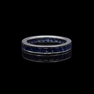 Anillo de Eternidad de Plata de Ley con Zafiro Azul Corte Cojín, Joyería Elegante con Piedras Preciosas Sin Níquel para Mujer, Anillo de Boda de Lujo - Product Image 2