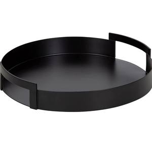 Factory Manufacture Round Iron Food Serving Trays 32 cm <b>Metal</b> Tray <b>Plate</b> Serving Bulk with Handle - Product Image 1