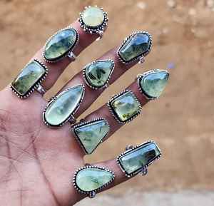 Top Qualité Solide 925 Sterling Argent Plaqué Prehnite Ovale Designer Lunette Réglage Baho À La Main En Gros En Vrac Lot Fabrique - Product Image 2